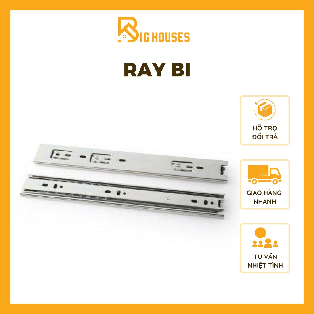 {HÀNG CHÍNH HÃNG CAO CẤP} Ray bi 3 tầng inox SUS304 không giảm chấn CÓ THỢ LẮP ĐẶT