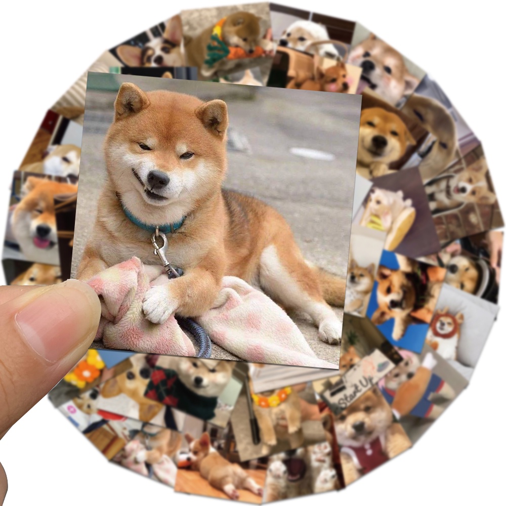 Nhãn Dán Trang Trí Hình Chú Chó Shiba Inu Akita Dễ Thương