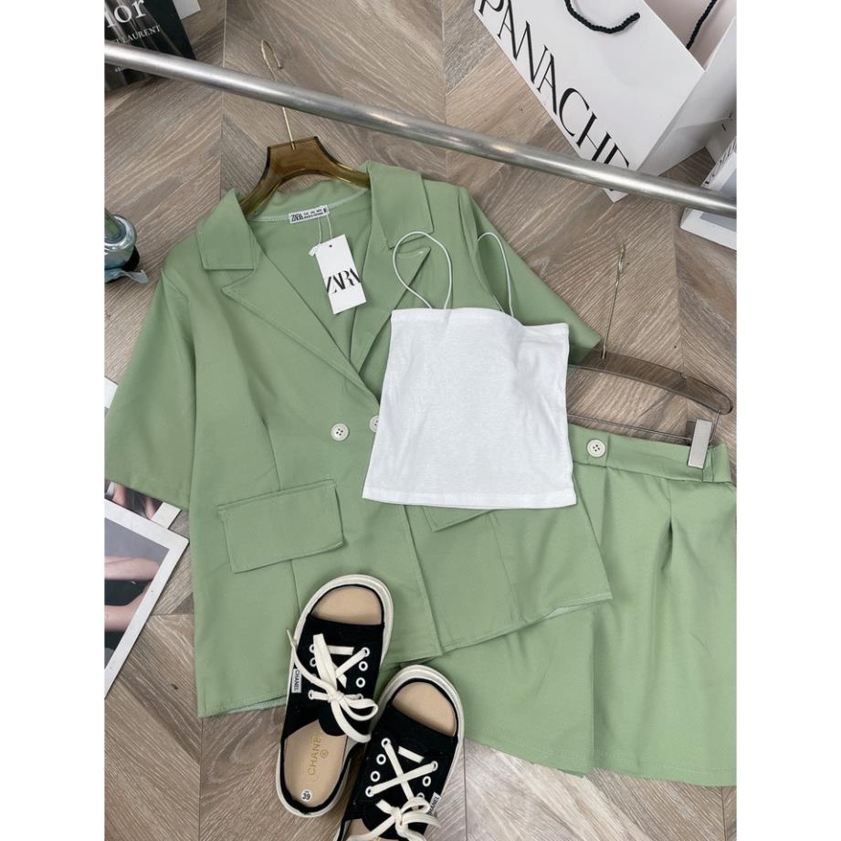 [ 𝐅𝐑𝐄𝐄 𝐒𝐇𝐈𝐏 ]  SET VEST TRƠN BASIC SIÊU HÓT 3 MÓN KÈM ÁO ÁO BLAZER