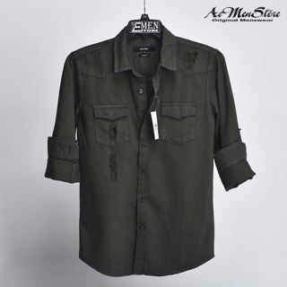 ÁO SƠ MI DENIM RÁCH