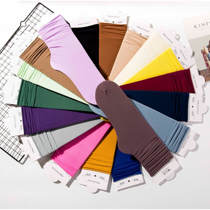 Vớ Nhung Cotton Mỏng Màu Trơn Cổ Điển Thời Trang Mùa Hè Cho Nữ