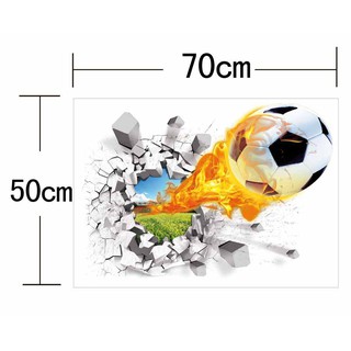 Miếng dán tường hình quả bóng đá phát lửa 3D