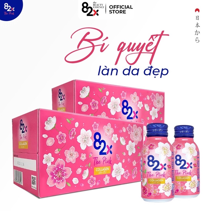 [Hàng_Nhật] Nước uống Collagen 82X The Pink, đẹp da giữ dáng - Hộp 10 chai