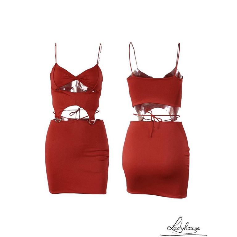 Set Áo Hai Dây Màu Trơn Và Chân Váy Ôm Dáng Thời Trang Cho Nữ