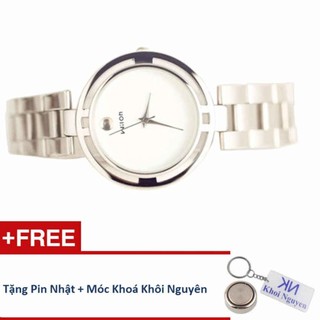 Đồng hồ nữ wilon 86kcn7 dây thép + tặng pin, móc khoá