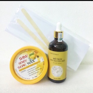 [Freeship 99k]_Combo 5 bộtriệt lông gồm wax shiny và mỡ trăn 50ml( có tặng kèm giấy và que wax)