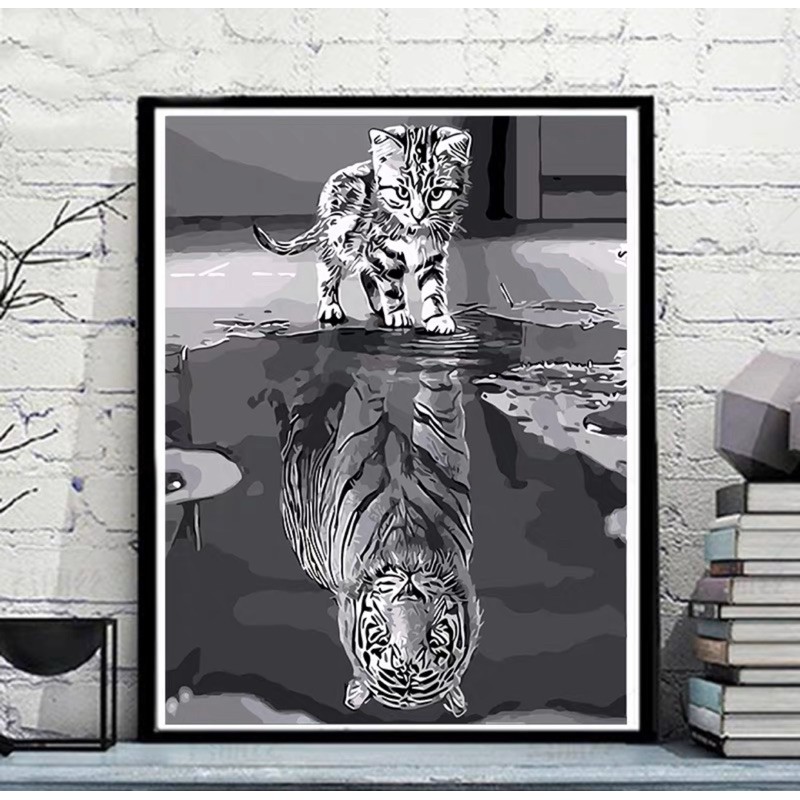 [Sẵn]Tranh Sơn Dầu Số Hoá Mèo - Tranh Tô Màu Theo Số Mèo | BigBuy360 - bigbuy360.vn