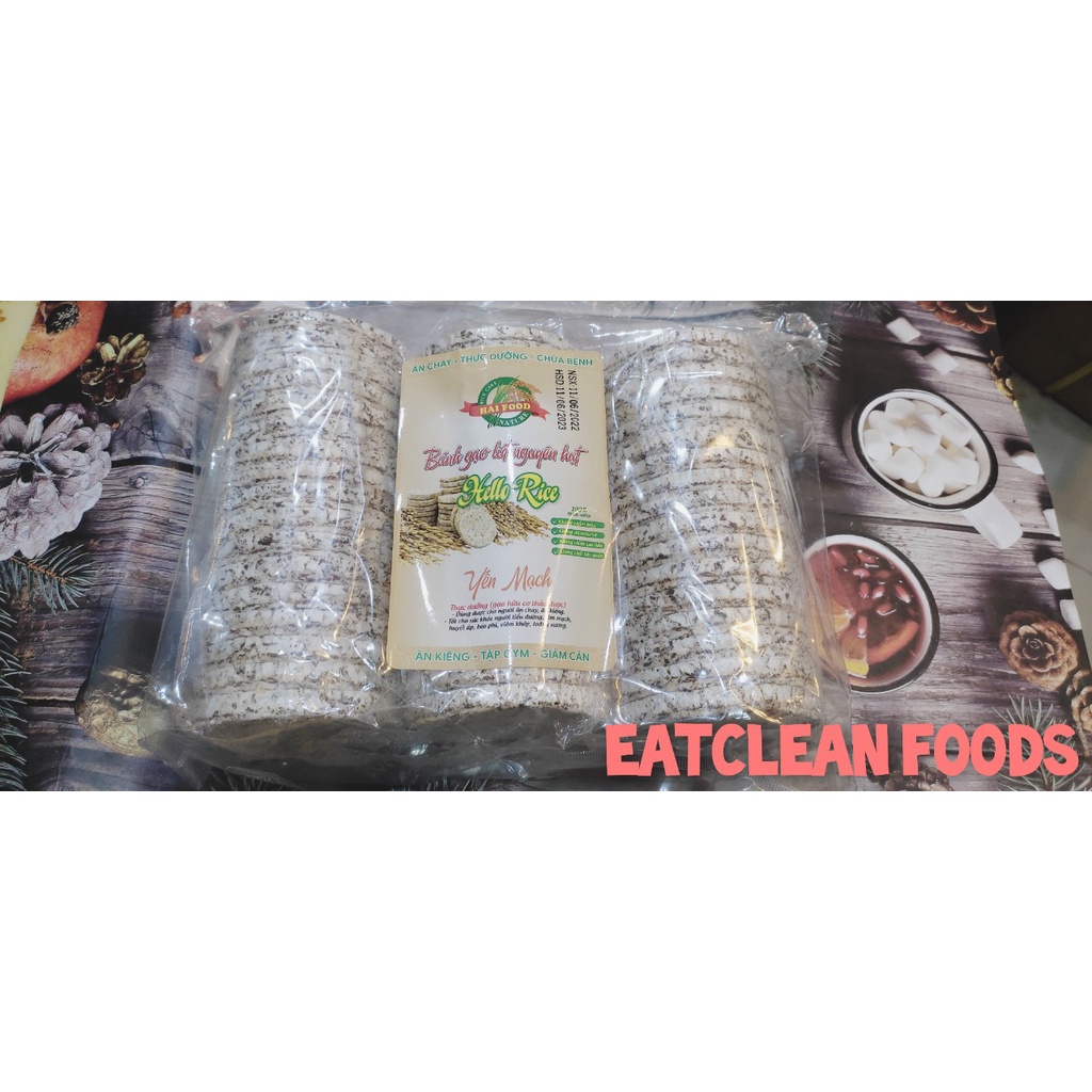 Bánh gạo lứt nguyên hạt Hellorice gồm gạo lứt huyết rồng/tím than/yến mạch (500g=51c=3 cây)