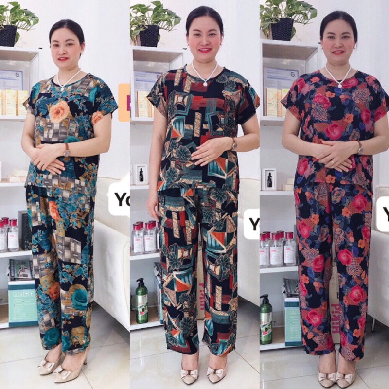 Bộ Lanh Nhung 3D Trung Niên- Bộ Lanh YoYo Cho Mẹ Cho Bà