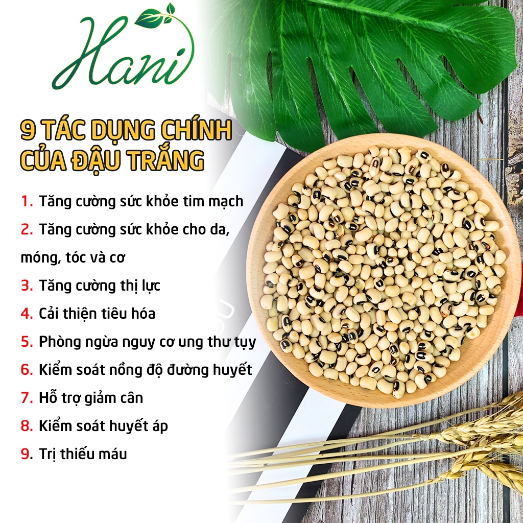 1KG Đậu Trắng Mắt Đen Sạch (Đậu Trắng Bi / Đậu Mắt Cua) Nấu Chè, Nấu Ăn, Làm Bánh  Dinh dưỡng HANI FOOD