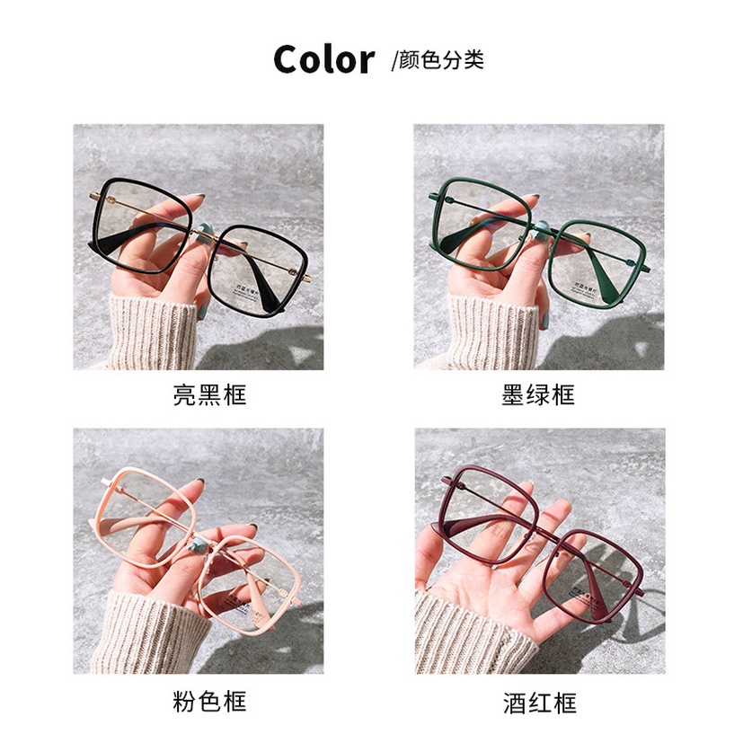 (KIQI-FASHION) COD Mắt Kính Gọng Vuông Bằng Kim Loại Chống Bức Xạ Phong Cách Retro Thời Trang Cho Nam Nữ