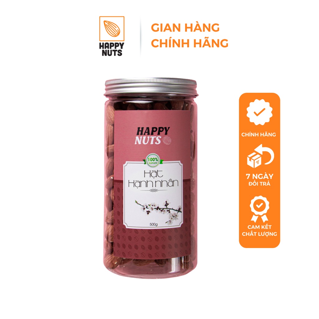 Hạt hạnh nhân rang mộc Mỹ HAPPY NUTS tách vỏ 500gr