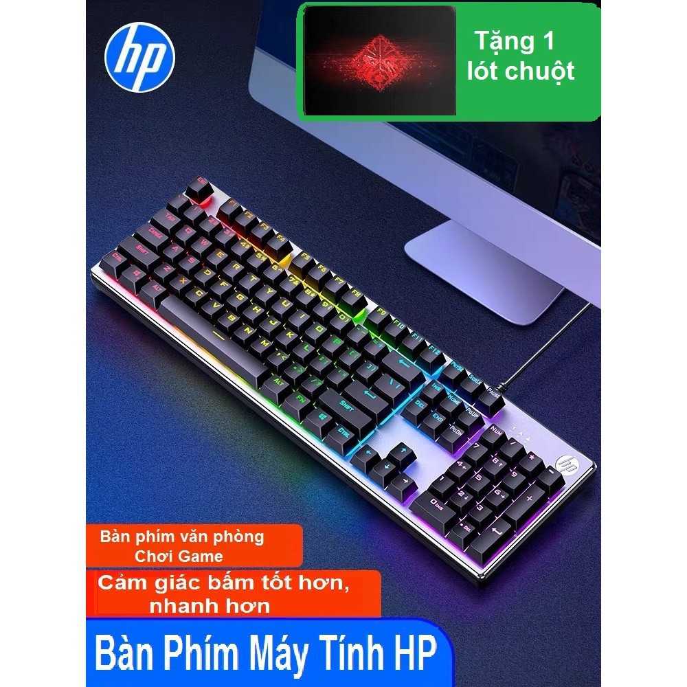 [Mã 154ELSALE2 giảm 7% đơn 300K] [Tặng 1 Lót Chuột] Bàn phím Giả cơ có đèn Led HP K500 Chính Hãng HP