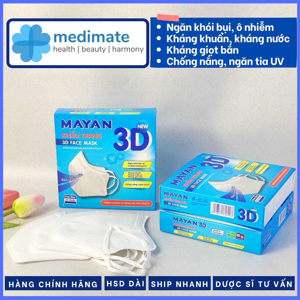 Khẩu trang MAYAN 3D người lớn chống khói bụi, không kích ứng da