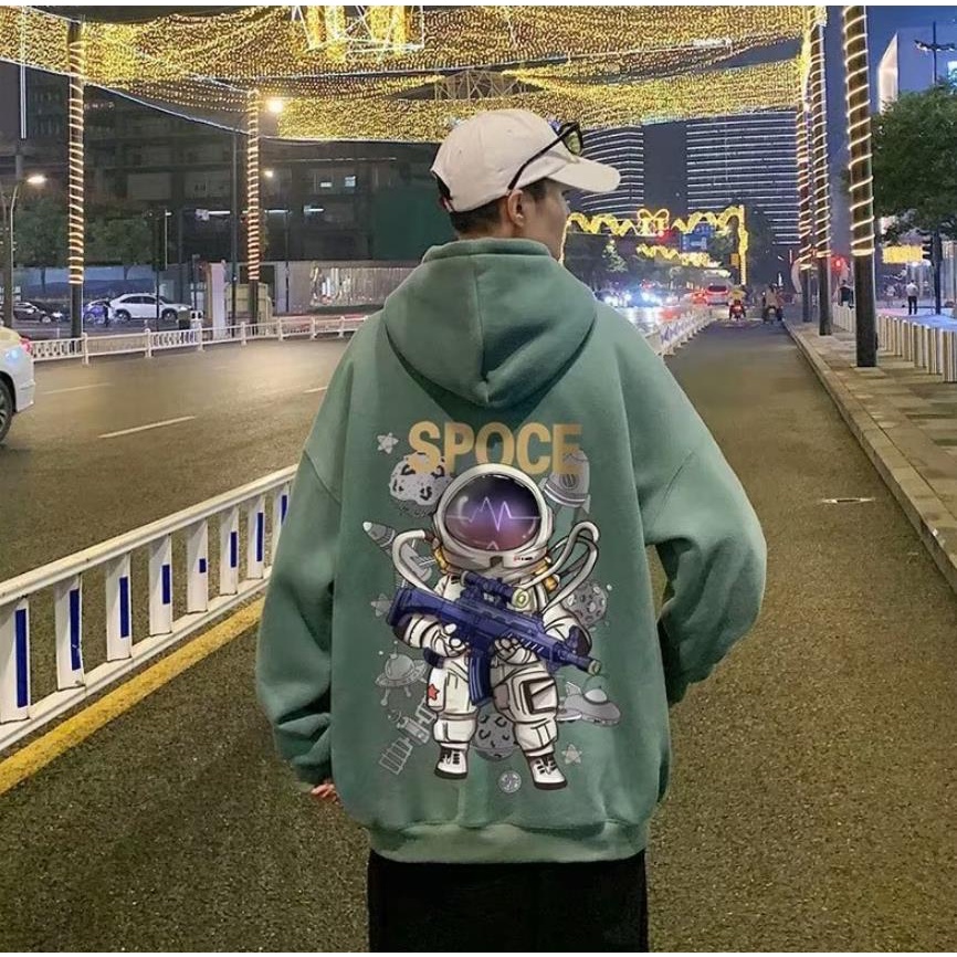 Áo Hoodie Tay Dài Dáng Rộng In Họa Tiết Phi Hành Gia Hoạt Hình Phong Cách Mỹ Thời Trang Cho Nam Và Nữ M-5XL
