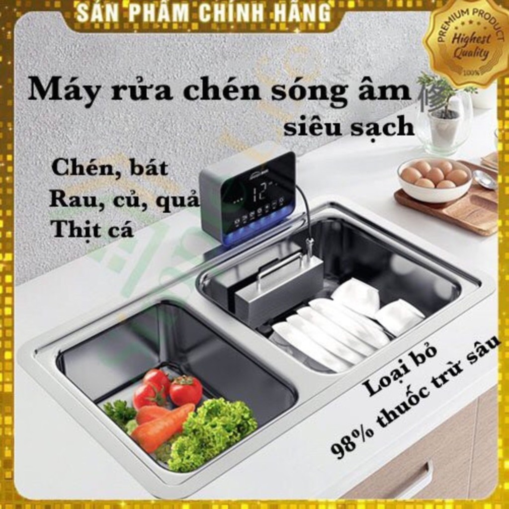 Máy rửa bát chén rau củ quả thực phẩm bằng sóng âm siêu mạnh cảm ứng mini thông minh