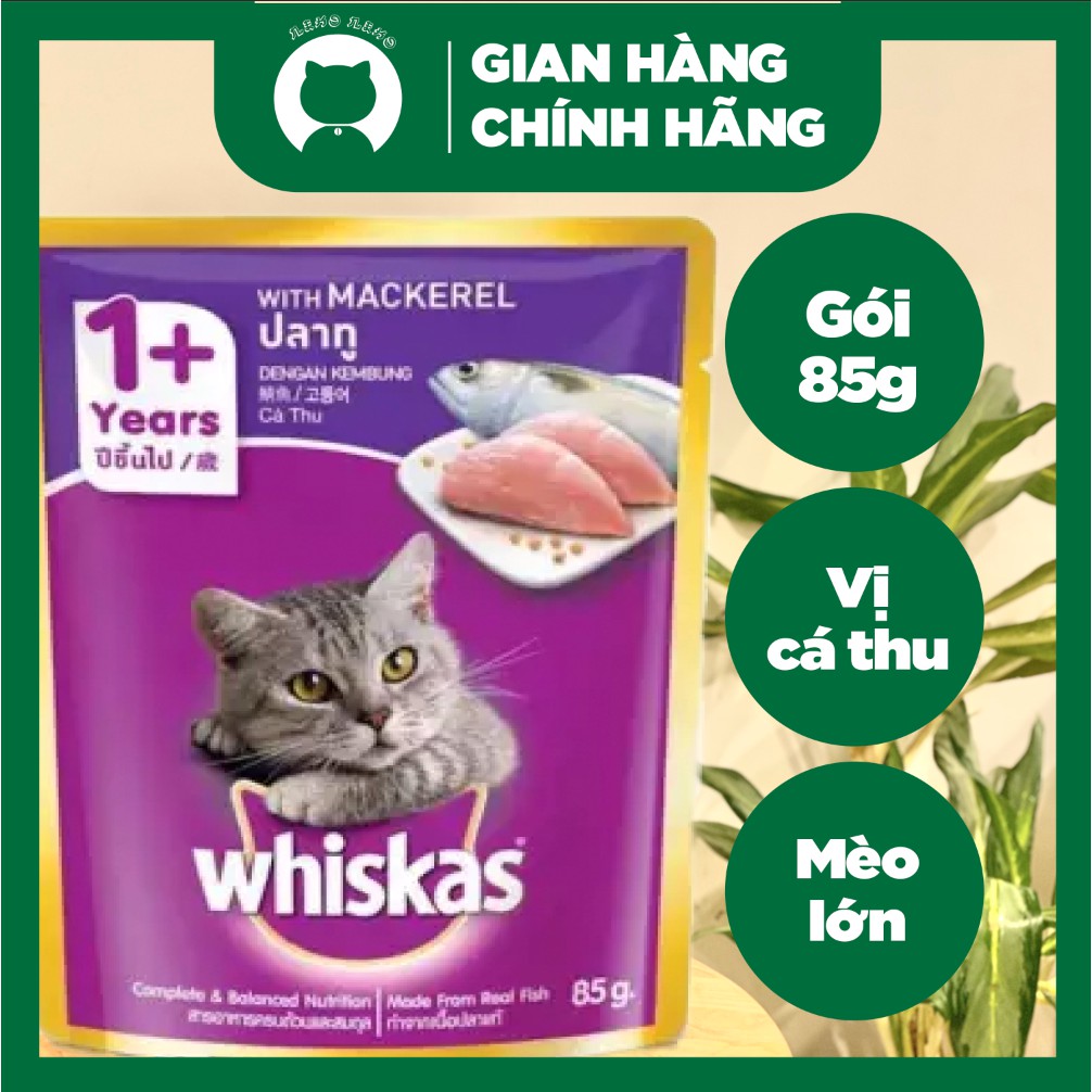 Thức ăn ướt pate / xốt Whiskas hương vị Cá Thu dành cho mèo lớn - Gói 85g