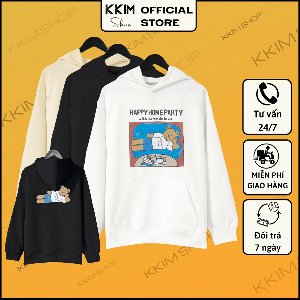 Áo Nỉ HOODIE ADLV Happy Home Party, Form RỘNG chuẩn Xu Hướng, nỉ bông Cao Cấp, Unisex Nam Nữ KKIMSHOP