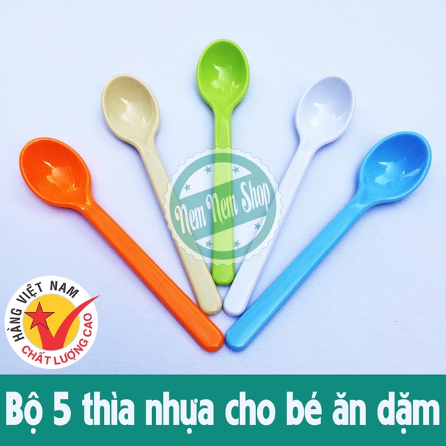 Bộ 5 Thìa Nhựa Ăn Dặm Cỡ Vừa