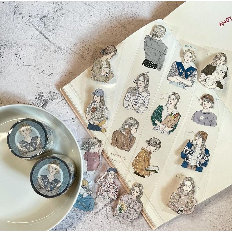 Krisna.room ♡ Hãng Pion- 1 chu kì 100cm cuộn băng dán hình cô gái hiện đại