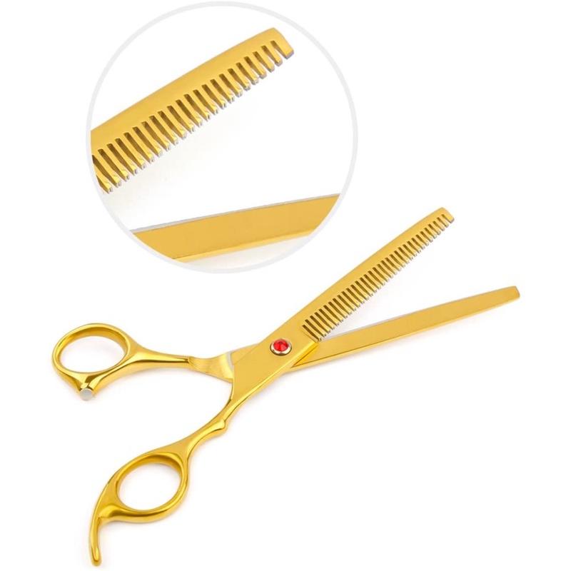 Bộ kéo cắt tóc cho thú cưng bằng vàng 6,7 ", Kéo cong dùng để cắt và chải lông cho thú cưng