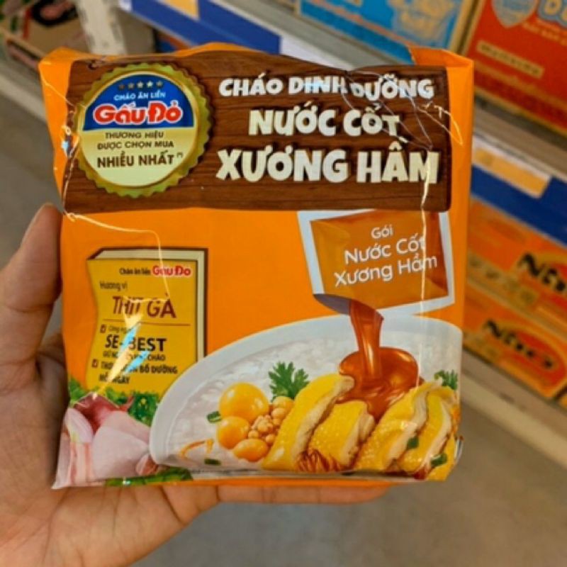 Compo 6 Gói Cháo Dinh Dưỡng Nước Cốt Xương Hầm Gấu Đỏ 57g