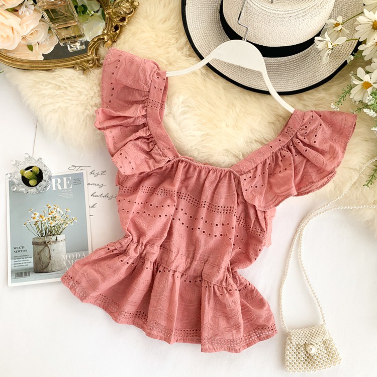 Ladies Fashion Hollow Ruffled Sleeveless Vest