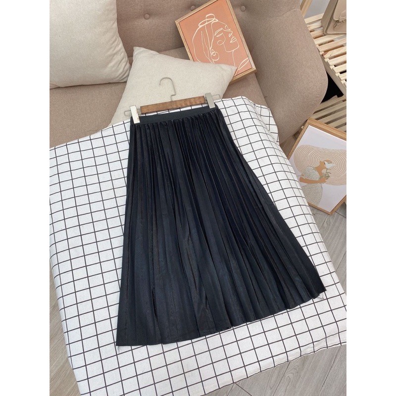 [ CÓ SẴN ] CHÂN VÁY TRƠN XẾP LI MIDI QUẢNG CHÂU