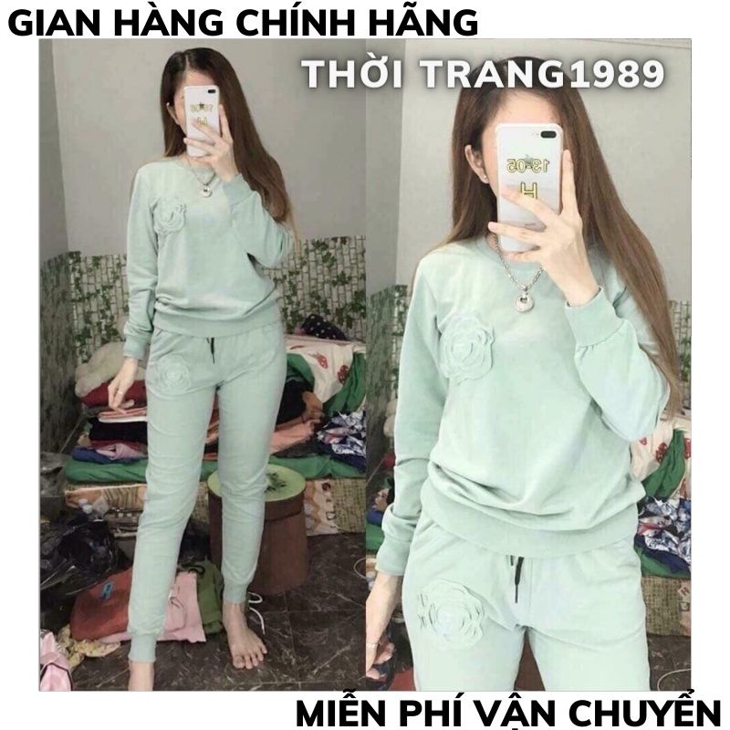 Bộ Đồ Mặc Nhà, Bộ Ngủ Nữ HOA TRÀ Thu Đông Dài Tay Trẻ Trung - Cá Tính - Lịch Sự, Diện Đẹp Lung Linh Từ Nhà Ra Phố TT1989