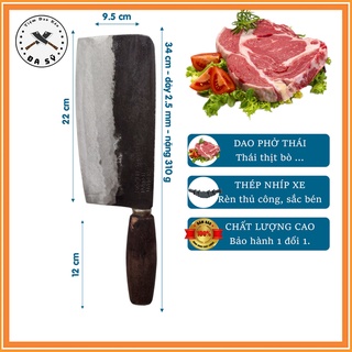 Dao thái thịt nhíp xe bản to cán gỗ lim, thái phở, dao rèn từ thép nhíp xe siêu bền, cán gỗ lim chắc chắn - d15