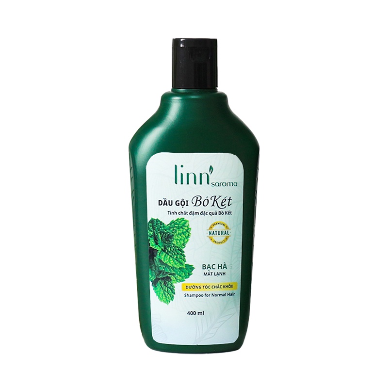 Linn'saroma - Dầu Gội Thiên Nhiên Bồ Kết-Bạc Hà - Dành cho tóc thường, giúp tóc chắc khỏe, sạch sâu 400ml