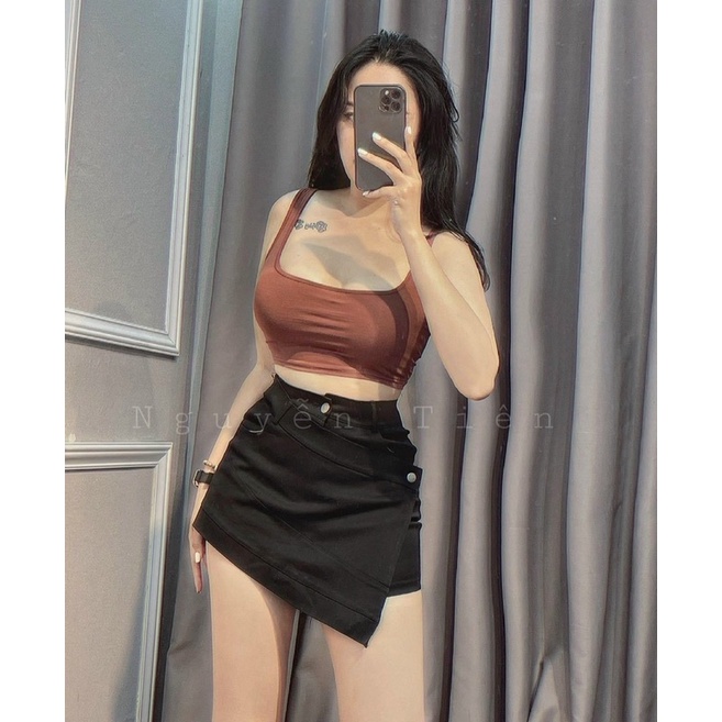Chân váy kaki đắp chéo