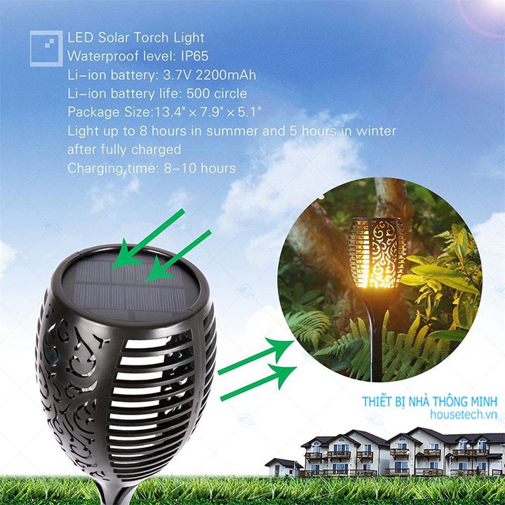 Đèn trang trí sân vườn năng lượng mặt trời ngọn đuốc SOLAGA HT435