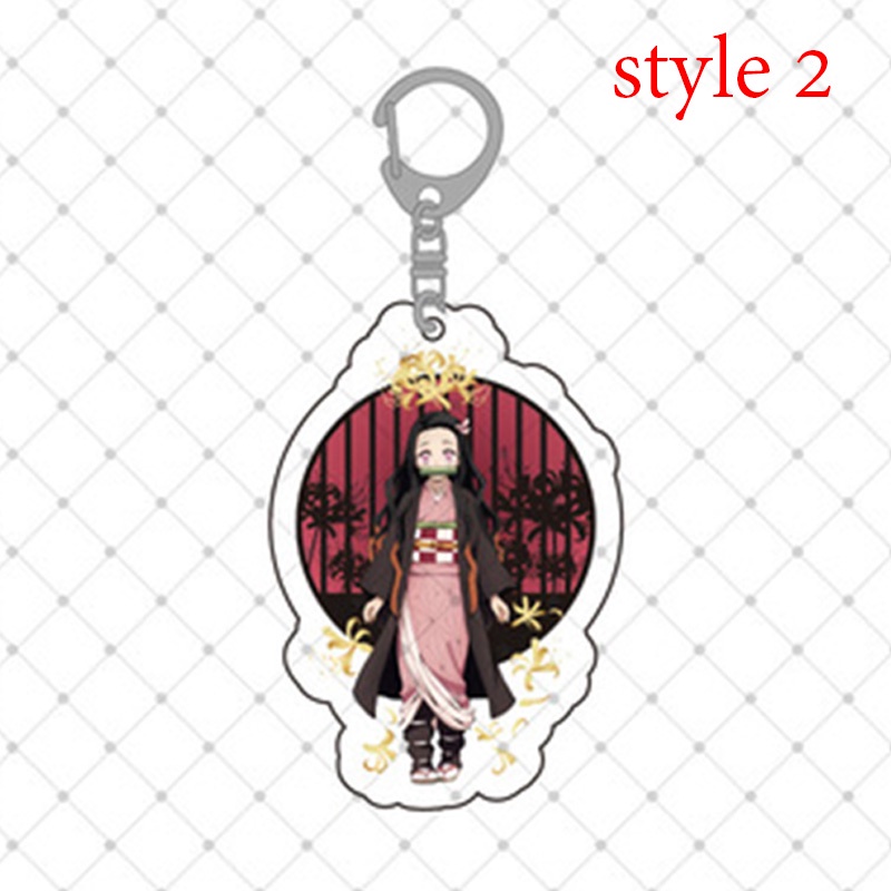 Móc khóa Demon Slayer Kimetsu No Yaiba bằng acrylic in hai mặt dùng để trang trí