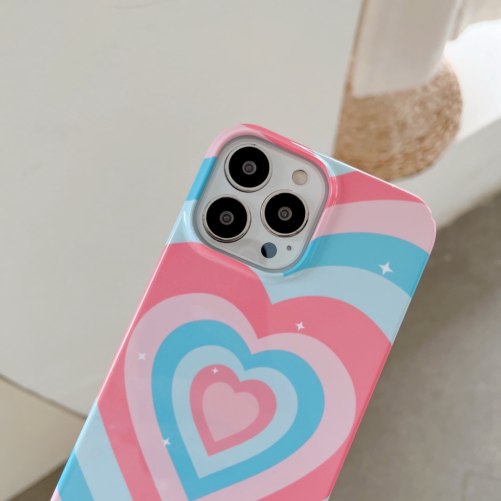 Ốp Điện Thoại Cứng Chống Sốc Họa Tiết Trái Tim Cho iPhone 14 / 13 / 12 / 11 / X