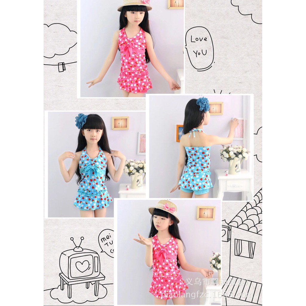 Bikini đồ bơi đi biển Áo tắm trẻ em hai mảnh kiểu đầm