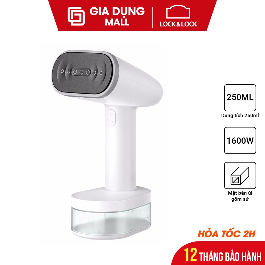 Bàn ủi hơi nước cầm tay Lock&amp;Lock ENI223WHT 1600W - Hàng chính hãng - BH 12 tháng giadungmall