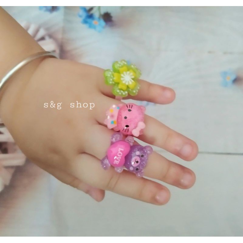 ( Hot ) Set 3 nhẫn nhựa hoạt hình cute cho bé gái