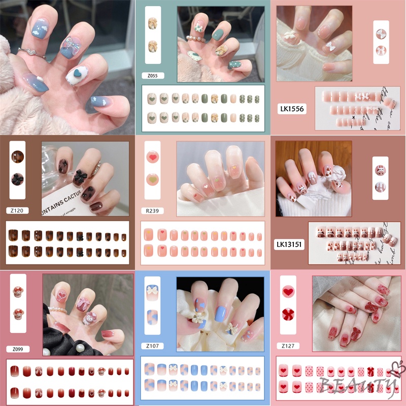 Set 24 Móng Tay Giả Dáng Dài Có Thể Tháo Rời Tiện Dụng