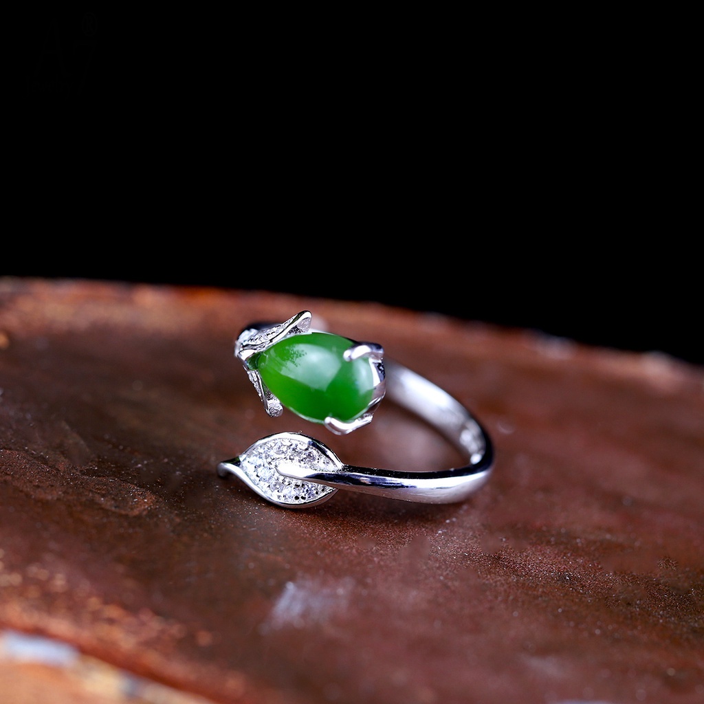 Nhẫn Bạc S925 Họa Tiết Lá Giọt Nước Thời Trang