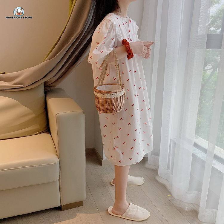 Đồ ngủ ngắn tay in họa tiết cherry xinh xắn cho nữ