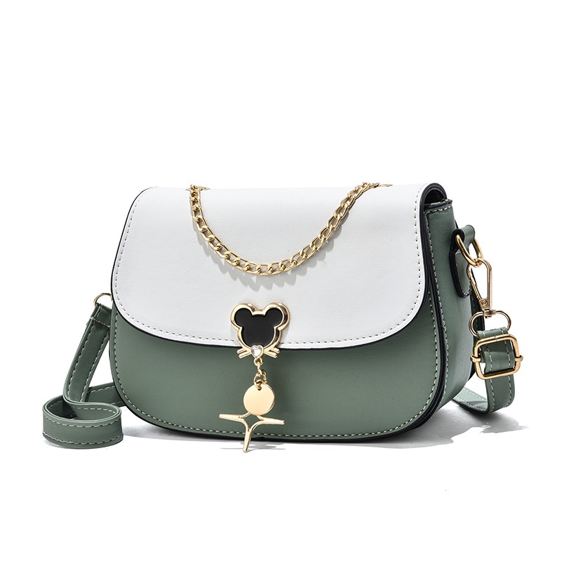 Túi Đeo Vai Hình Tròn Cỡ Nhỏ Màu Sắc Tương Phản Thiết Kế Đơn Giản Thời Trang Cho Nữ