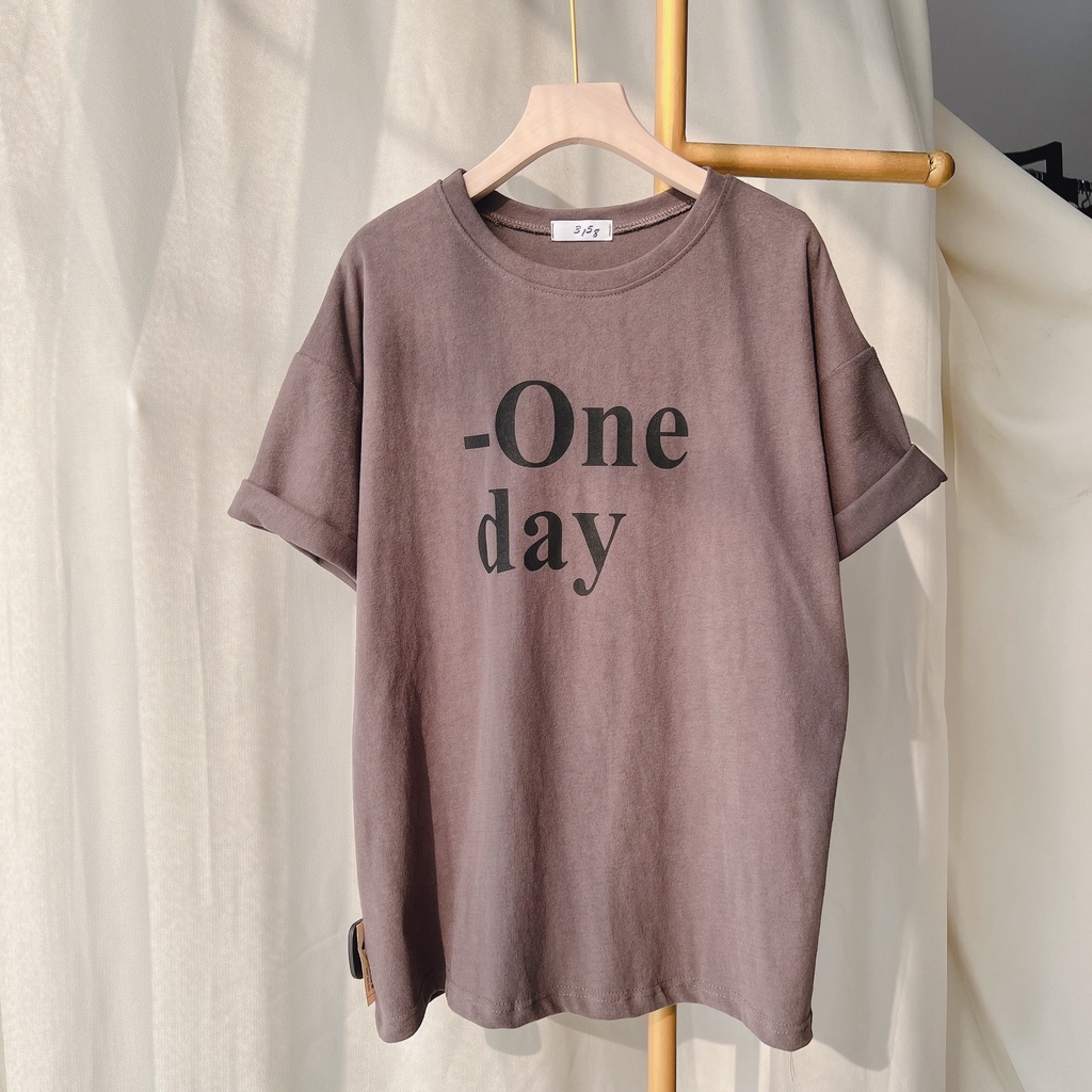 áo phông in chữ one-day dáng dấu quần lên dáng cực xinh