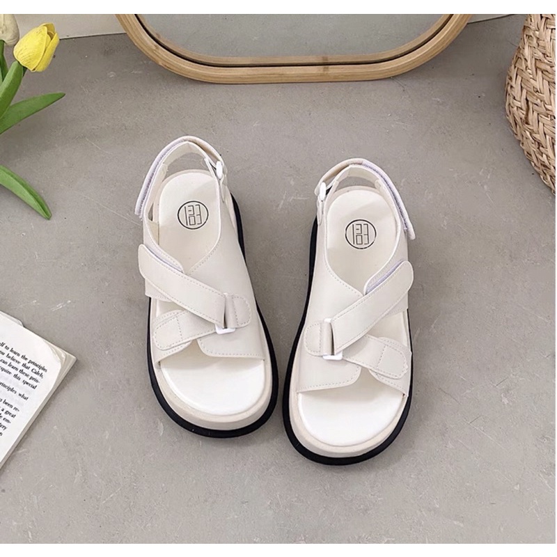 Giày Sandal Quai Dán Chéo p23maysh Êm Mịn Đi Học Đi Chơi Style Ulzzang Hot 2022