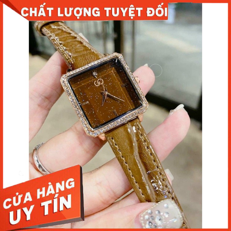 Đồng hồ Nữ GuQi đính đá nâu cao cấp- Thẻ bảo hành 12 tháng  - Bảo hành 12 tháng