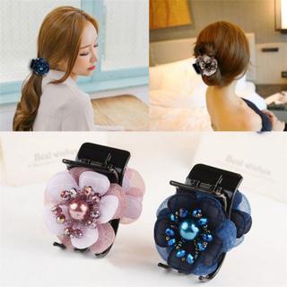Kẹp càng cua 5 răng đính hoa nữ tính nhựa tốt chắc chắn