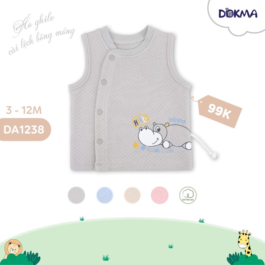 Áo gile cài lệch bông mỏng Dokma - DA1238