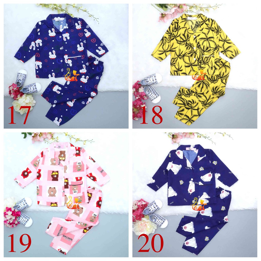 (Phần 1).Đồ Bộ Mặc Nhà "Quần Dài" Pijama Kate Thái - Size số 2 - Cho Bé 8 - 13kg. Từ 1 tuổi - 3 tuổi.