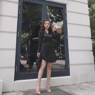 Đầm váy sơ mi lụa thiết kế dúm eo tinh tế