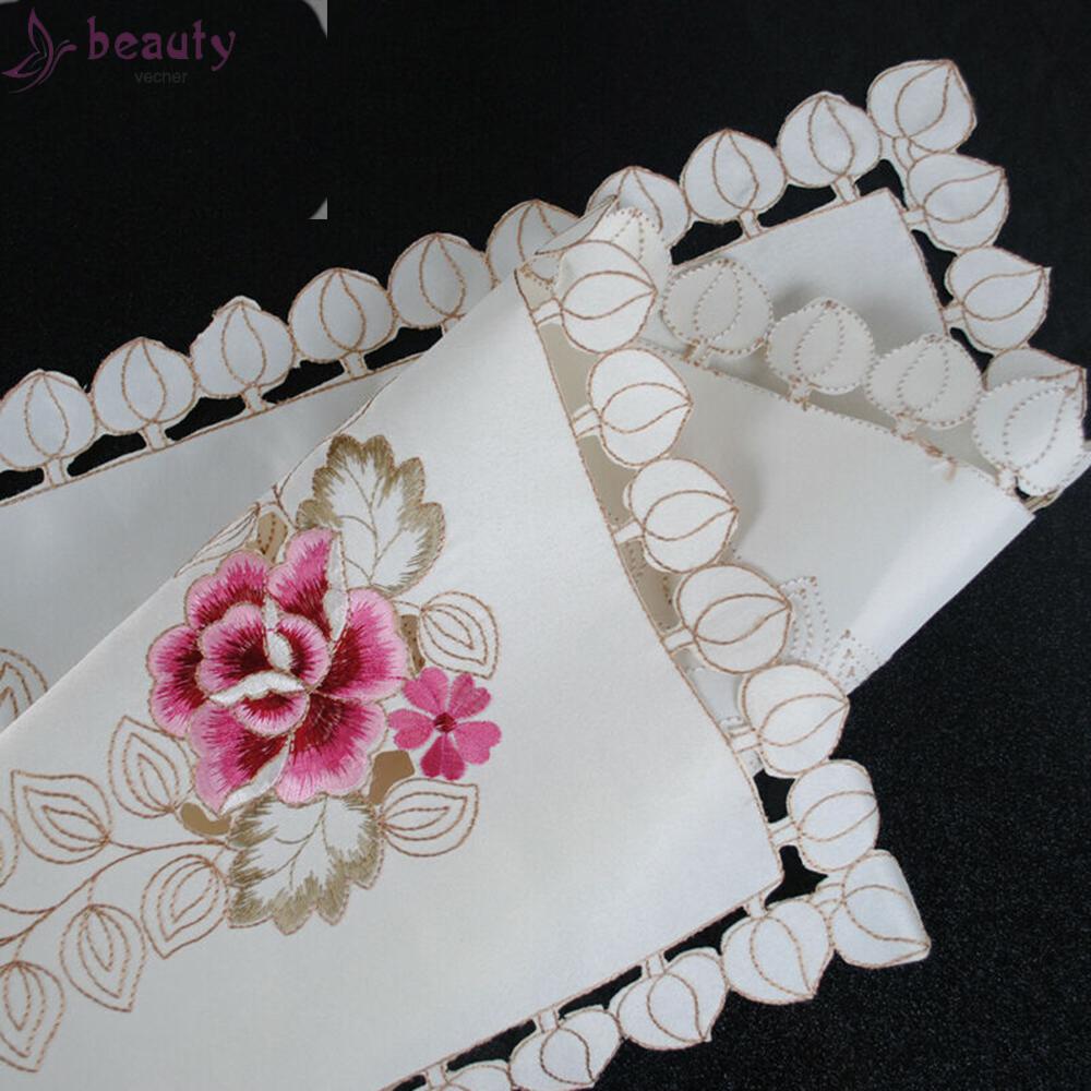 Khăn Trải Bàn Trang Trí Thêu Hoa Phong Cách Vintage